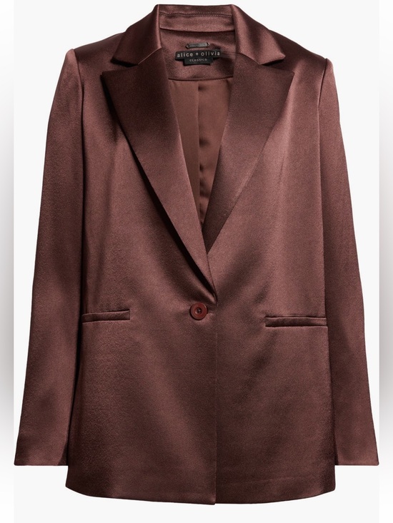 Alice + Olivia Jackets & Blazers - Alice + Olivia Denny Satin Blazer Toffee Womens Size 14